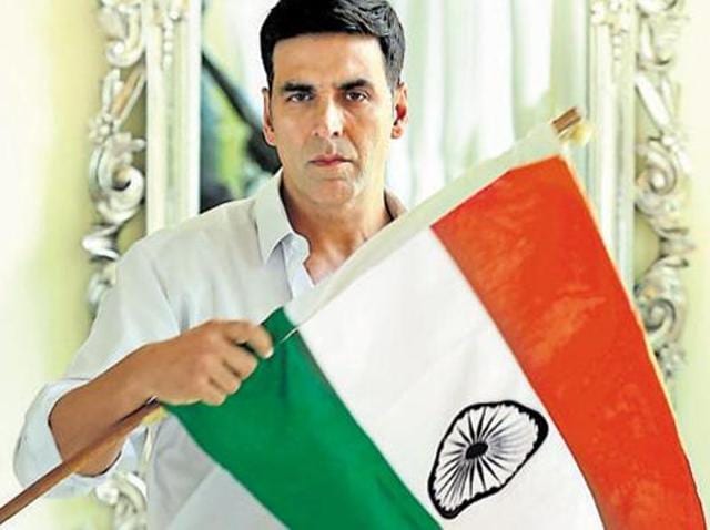 Actor Akshay Kumar shows his patriotic colours as he poses for a profile shoot. (HT Photo) Actor Akshay Kumar shows his patriotic colours as he poses for a profile shoot. (HT Photo)