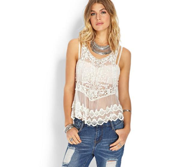 Denims can go with anything. Team the jeans up with a sheer lace top. Denims can go with anything. Team the jeans up with a sheer lace top.