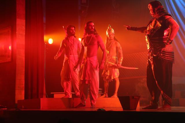 A scene from the play Raavan Ki Ramayan, staged at Hans Raj college. (Manoj Verma/HT )