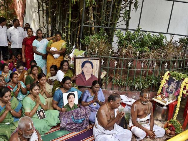 AIADMK women wing members pray for speedy recovery of party supremo and chief minister J Jayalalithaa, in front of Apollo hospital in Chennai. (PTI File Photo) AIADMK women wing members pray for speedy recovery of party supremo and chief minister J Jayalalithaa, in front of Apollo hospital in Chennai. (PTI File Photo)