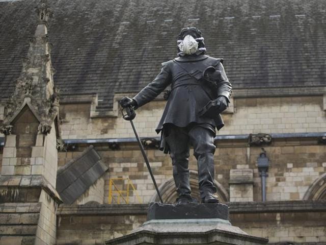 File photo of a clean air mask placed on top of Nelson's Column by Greenpeace activists to protest against air pollution in London in April 2016. (AP) File photo of a clean air mask placed on top of Nelson's Column by Greenpeace activists to protest against air pollution in London in April 2016. (AP)
