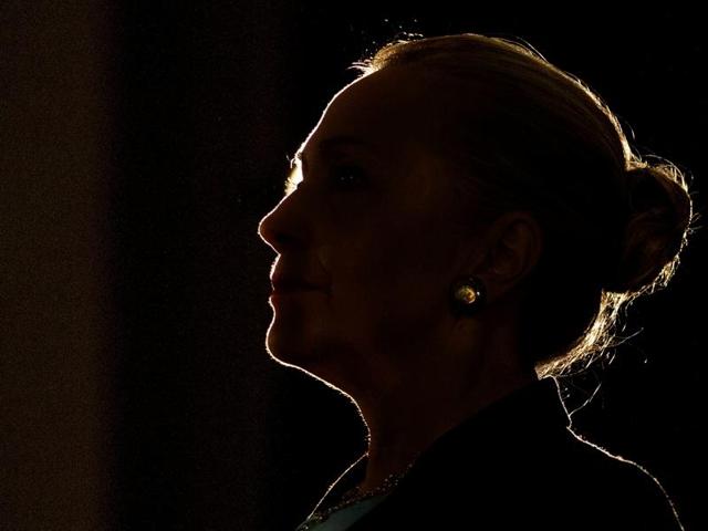 U.S. Secretary of State Hillary Clinton is silhouetted by a stage light as she speaks at the University of the Western Cape about the U.S.-South Africa partnership, in Cape Town August 8, 2012. (REUTERS) U.S. Secretary of State Hillary Clinton is silhouetted by a stage light as she speaks at the University of the Western Cape about the U.S.-South Africa partnership, in Cape Town August 8, 2012. (REUTERS)