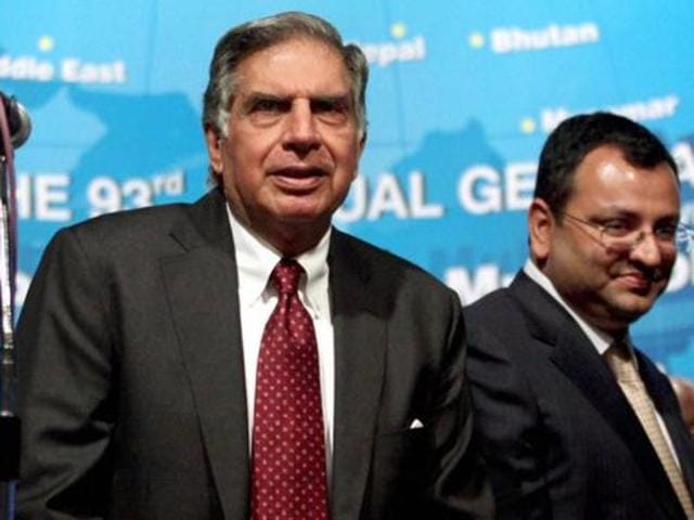 File photo of Ratan Tata with Cyrus Mistry. Even as the fight intensifies at Tata Sons, Tata Group companies including Tata Motors, Tata Steel, TCS have already registered for final placements across the IITs and IIMs.(PTI) File photo of Ratan Tata with Cyrus Mistry. Even as the fight intensifies at Tata Sons, Tata Group companies including Tata Motors, Tata Steel, TCS have already registered for final placements across the IITs and IIMs.(PTI)