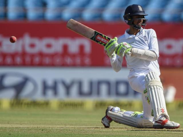 England's Haseeb Hameed is hit on the back. (AFP photo) England's Haseeb Hameed is hit on the back. (AFP photo)
