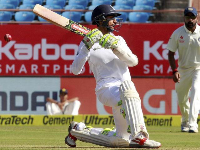 England cricket team’s Haseeb Hameed scored 31 (with six boundaries) after opening the innings for the visitors alongside skipper, Alastair Cook, in the first Test in Rajkot.(AFP)