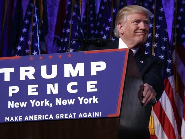 President-elect Donald Trump arrives with his family to speak at a rally on Wednesday in New York. (AP) President-elect Donald Trump arrives with his family to speak at a rally on Wednesday in New York. (AP)