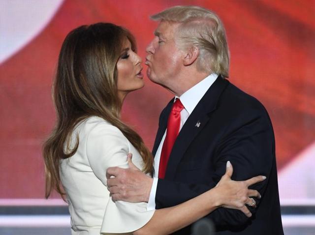 Republican presidential elect Donald Trump waves next to his wife Melania Trump after he spoke during election night at the New York Hilton Midtown in New York on Wednesday.(AFP)