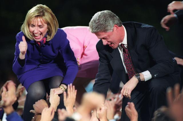 Hillary Clinton during the victory celebration of her husband, president-elect Bill Clinton, at the Old Statehouse in Little Rock on November 3, 1992. (Reuters File) Hillary Clinton during the victory celebration of her husband, president-elect Bill Clinton, at the Old Statehouse in Little Rock on November 3, 1992. (Reuters File)