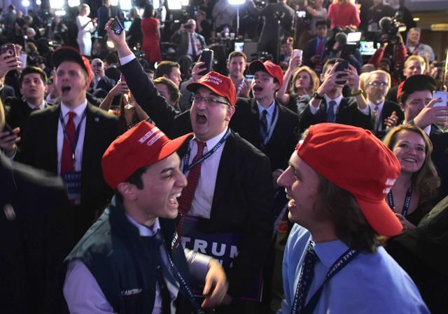 Supporters of Republican presidential nominee Donald Trump react to early poll results during election night at the New York Hilton Midtown in New York. (AFP Photo) Supporters of Republican presidential nominee Donald Trump react to early poll results during election night at the New York Hilton Midtown in New York. (AFP Photo)