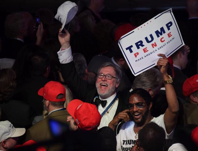 Supporters of Republican presidential nominee Donald Trump celebrates during election night at the New York Hilton Midtown in New York. (AFP) Supporters of Republican presidential nominee Donald Trump celebrates during election night at the New York Hilton Midtown in New York. (AFP)