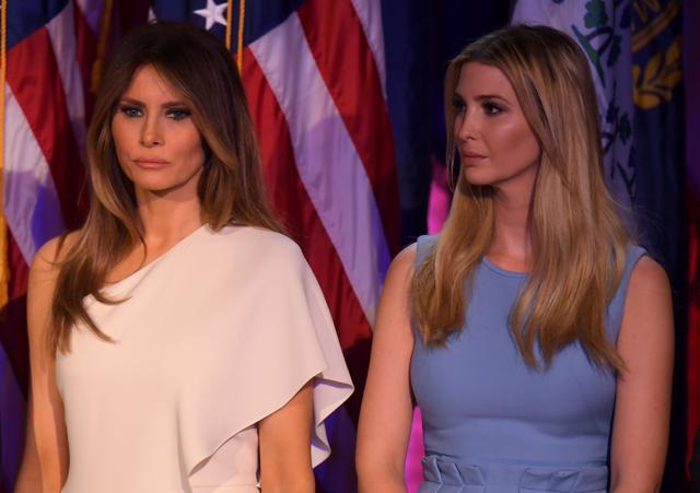 Melania Trump (L) and Ivanka Trump look on as Republican presidential elect Donald Trump speaks during election night at the New York Hilton Midtown in New York on Wednesday. (AFP) Melania Trump (L) and Ivanka Trump look on as Republican presidential elect Donald Trump speaks during election night at the New York Hilton Midtown in New York on Wednesday. (AFP)