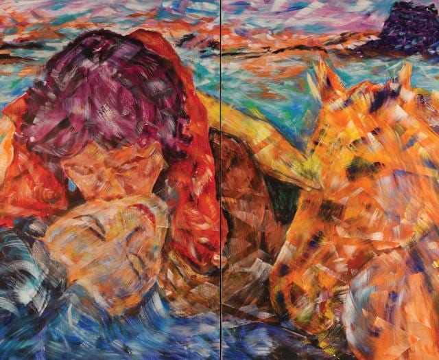 Mystic island: Immoderate Nuraghi, Diptych acrylic on canvas (Photo courtesy: Shombit Sengupta) Mystic island: Immoderate Nuraghi, Diptych acrylic on canvas (Photo courtesy: Shombit Sengupta)
