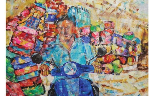 American Plastic, a 2016 painting that is reminiscent of Kolkata. American Plastic, a 2016 painting that is reminiscent of Kolkata.