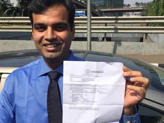 Vasai resident Chinmay Gavankar purchased Goa-Mumbai Vistara tickets to travel almost three months later.(HT PHOTO)