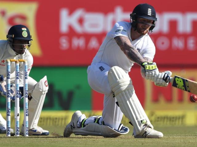 Wriddhiman Saha watch as England's Ben Stokes plays a shot.-- (AFP) Wriddhiman Saha watch as England's Ben Stokes plays a shot.-- (AFP)