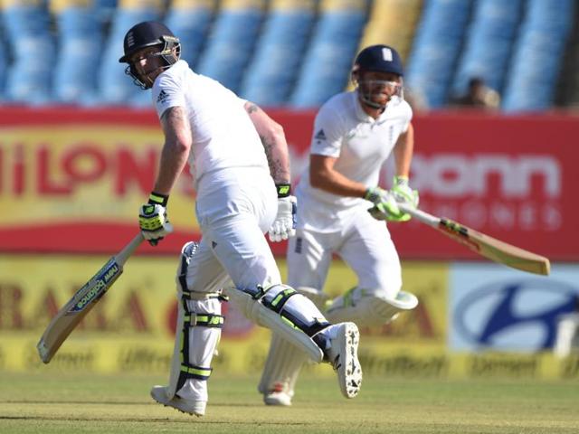 England's Jonny Bairstow (R) and Ben Stokes run between the wickets. (AFP) England's Jonny Bairstow (R) and Ben Stokes run between the wickets. (AFP)