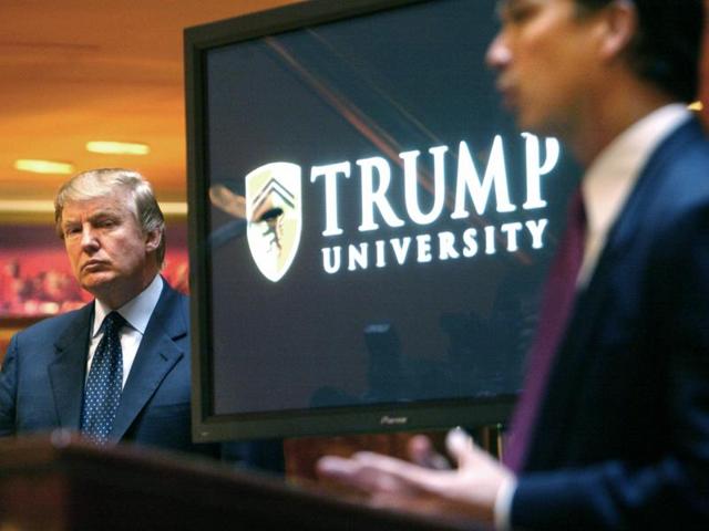 The lawsuit filed in 2010 on behalf of former customers alleges that Trump University, which was not accredited as a school, gave seminars and classes across the country that were like infomercials, pressuring people to spend up to $35,000 for mentorships and, in the end, failing on its promise to teach success in real estate (AP) The lawsuit filed in 2010 on behalf of former customers alleges that Trump University, which was not accredited as a school, gave seminars and classes across the country that were like infomercials, pressuring people to spend up to $35,000 for mentorships and, in the end, failing on its promise to teach success in real estate (AP)