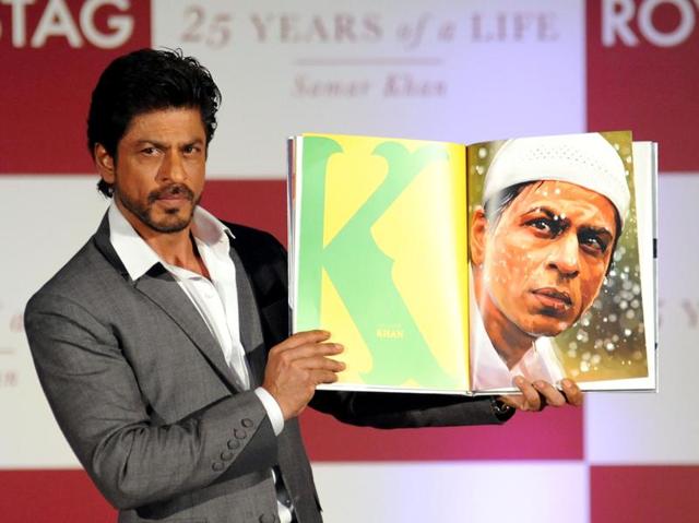Bollywood actor Shah Rukh Khan poses during the launch of SRK 25 Years Of A Life in Mumbai. (AFP Photo)