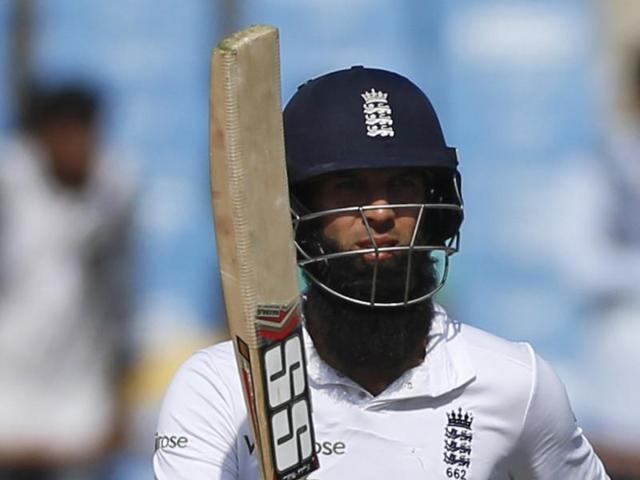 Moeen Ali scored his fourth century and his third in 2016 during the first Test against India in Rajkot.(AP)