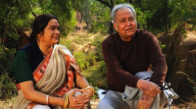 Soumitro Chatterjee is one of the few senior actors in Bengali cinema who still plays lead roles. In Bela Seshe, he was paired opposite Swatilekha Sengupta. (Windows Production) Soumitro Chatterjee is one of the few senior actors in Bengali cinema who still plays lead roles. In Bela Seshe, he was paired opposite Swatilekha Sengupta. (Windows Production)