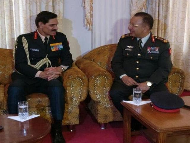 Indian Army chief General Dalbir Singh was accorded a guard of honour by a contingent from the Nepalese Army at the headquarters. (Twitter/ @adgpi) Indian Army chief General Dalbir Singh was accorded a guard of honour by a contingent from the Nepalese Army at the headquarters. (Twitter/ @adgpi)