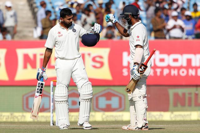 Murali Vijay and Cheteshwar Pujara shared a 200-run partnership as India were in the driver’s seat against England. (BCCI)