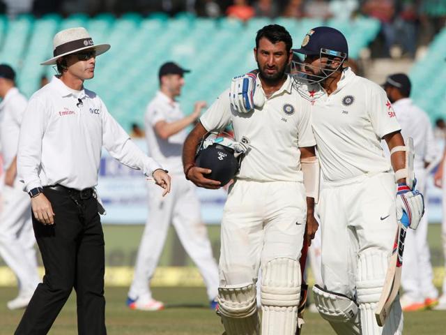 Cheteshwar Pujara was dismissed for 124 and his 209-run stand with Murali Vijay had put India in the driver’s seat. (BCCI) 