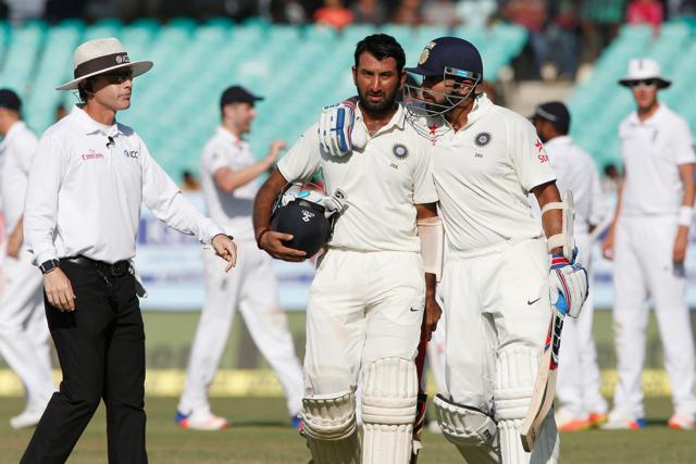 Cheteshwar Pujara smashed 124, his third century against England in front of his home fans in Rajkot. (BCCI)