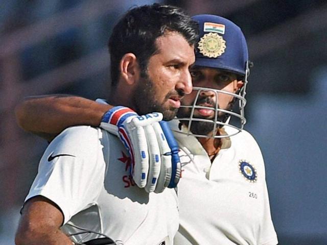 Cheteshwar Pujara was in a more aggressive avatar while Murali Vijay played a gritty knock, adding 209 for the second wicket, which is India’s highest second-wicket stand against England in Tests. (PTI) Cheteshwar Pujara was in a more aggressive avatar while Murali Vijay played a gritty knock, adding 209 for the second wicket, which is India’s highest second-wicket stand against England in Tests. (PTI)