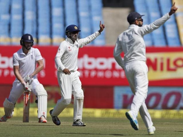 India's Mohammed Shami (2nd L) celebrates with his teammates after taking the wicket of England's Jonny Bairstow. (REUTERS) India's Mohammed Shami (2nd L) celebrates with his teammates after taking the wicket of England's Jonny Bairstow. (REUTERS)