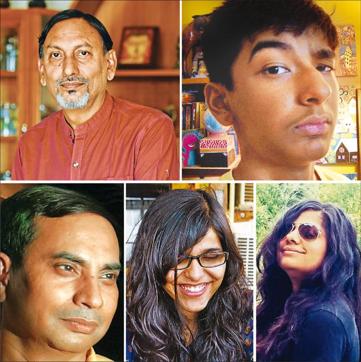 Clockwise from right, below: Shikha, Richa, Amitabh, Shailesh and Shawyong have all dropped their second names