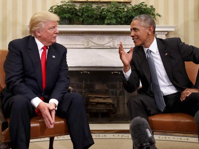 President Barack Obama meets with President-elect Donald Trump in the Oval Office of the White House in Washington on Thursday. (AP) President Barack Obama meets with President-elect Donald Trump in the Oval Office of the White House in Washington on Thursday. (AP)