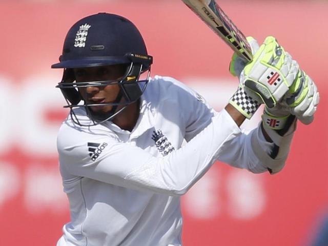 England's batsman Haseeb Hamee, second right, bats on the fourth day of the first cricket test match.(AP)