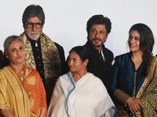 Amitabh Bachchan, Jaya Bachchan, Shah Rukh Khan, Kajol and West Bengal Chief Minister Mamata Banerjee attended the inauguration of the 22nd Kolkata International Film Festival on November 11, 2016. (AFP Photo)