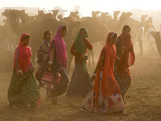 The visitors include gypsy women, sadhus and snake charmers. (Deepak Sharma/HT Photo)