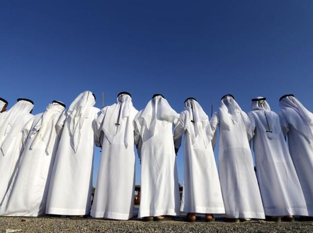 Emiratis perform a traditional dance. The largest of the seven Emirates, Abu Dhabi literally means Father of the Gazelle (a variety of native Arabian gazelle). (AFP) Emiratis perform a traditional dance. The largest of the seven Emirates, Abu Dhabi literally means Father of the Gazelle (a variety of native Arabian gazelle). (AFP)