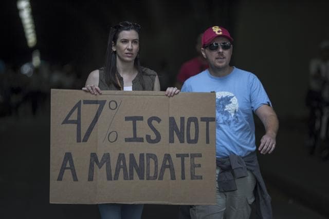 Protesters march in reaction to the upset election of Republican Donald Trump over Democrat Hillary Clinton in the race for president of the United States in Los Angeles, California. (AFP Photo)