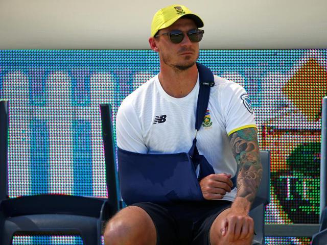 Injured South Africa fast bowler Dale Steyn on the boundary at the WACA ground in Perth during last week’s first Test against Australia. He underwent surgery for a shoulder fracture suffered in that game. (REUTERS) Injured South Africa fast bowler Dale Steyn on the boundary at the WACA ground in Perth during last week’s first Test against Australia. He underwent surgery for a shoulder fracture suffered in that game. (REUTERS)