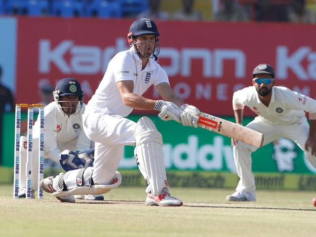 Resuming on 114/0, Alastair Cook and Haseeb Hameed started confidently as they blunted the spin trio of Amit Mishra, Ravindra Jadeja and R Ashwin. (BCCI) 
