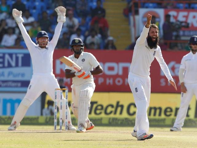 Moeen Ali and the England bowlers tried to break the partnership as they bowled their overs quickly. (BCCI) 
