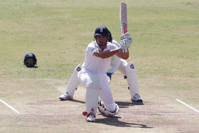 Alastair Cook went past 1000 Test runs in India as England piled on the runs on the final day in Rajkot. (BCCI)