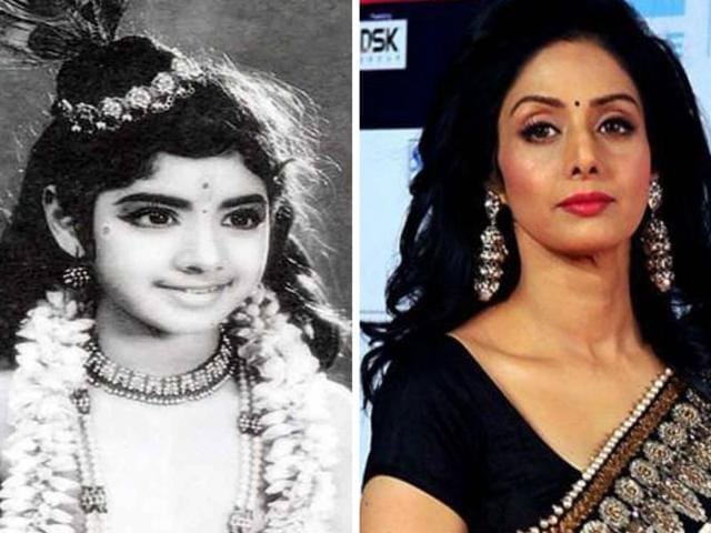 Sridevi first appeared onscreen as a child artist in the Tamil film Thunaivan (1969) at the age of four. Sridevi first appeared onscreen as a child artist in the Tamil film Thunaivan (1969) at the age of four.