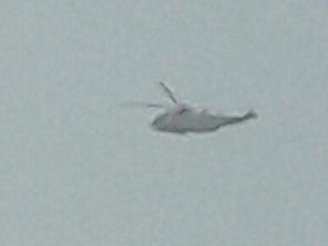 One of the helicopters seen hovering over Bordi for two days last week.(Aniruddh Patil)