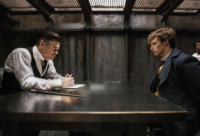 This image released by Warner Bros. shows Colin Farrell (left) and Eddie Redmayne in a scene from, Fantastic Beasts and Where to Find Them. (AP Photo)
