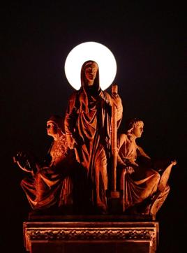 The supermoon appears over the landmark Chhatrapati Shivaji Terminus in Mumbai. (PTI Photo) The supermoon appears over the landmark Chhatrapati Shivaji Terminus in Mumbai. (PTI Photo)