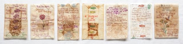 On display are also tea bags that the artist has used as a diary.