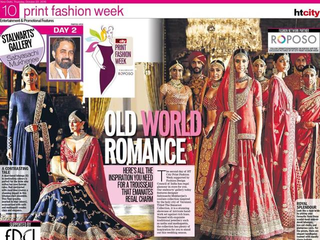Models in Sabyasachi outfits for the first edition of HT City Print Fashion Week. (HT Photo) Models in Sabyasachi outfits for the first edition of HT City Print Fashion Week. (HT Photo)