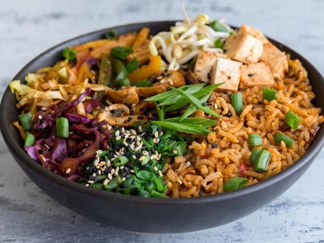 Baked beetroot falafel bowl by Little Food Daily