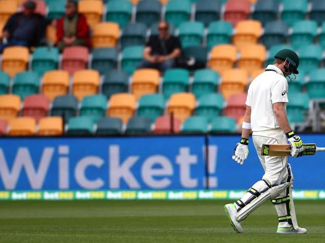 Australia's captain Steve Smith walks off the ground after being dismissed by South Africa's Kagiso Rabada. (REUTERS) Australia's captain Steve Smith walks off the ground after being dismissed by South Africa's Kagiso Rabada. (REUTERS)