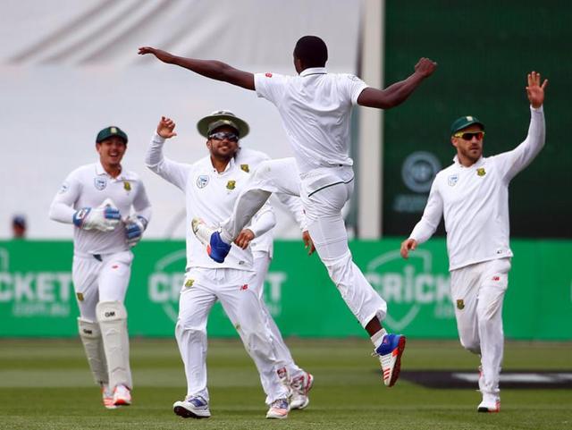 Members of the South African team celebrate after defeating Australia. (REUTERS) Members of the South African team celebrate after defeating Australia. (REUTERS)